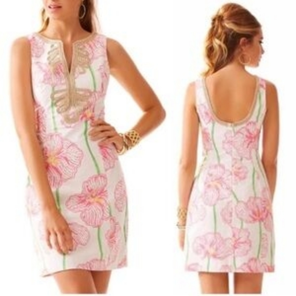 Lilly Pulitzer Pink & White Openback Dress Party Wedding Babyshower Cotton 0
